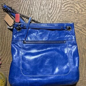 Coach Blue Leather Shoulder Bag with Chain Strap